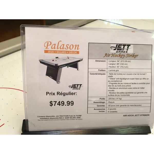 Table de Hockey sur air Jett Striker 7 pieds démonstrateur de plancher