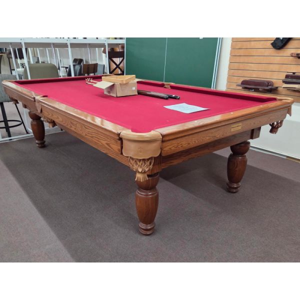 Table de billard usagée 9 pieds Palason Citadelle avec bandes et pattes en Chêne massif Code: TABLELIQ136OTT 
Fabriquée en bois de Chêne massif et bois d'ingénierie plaqué en Chêne naturel, ardoise naturelle 1 pouce, poches en cuir véritable, tapis Bourg