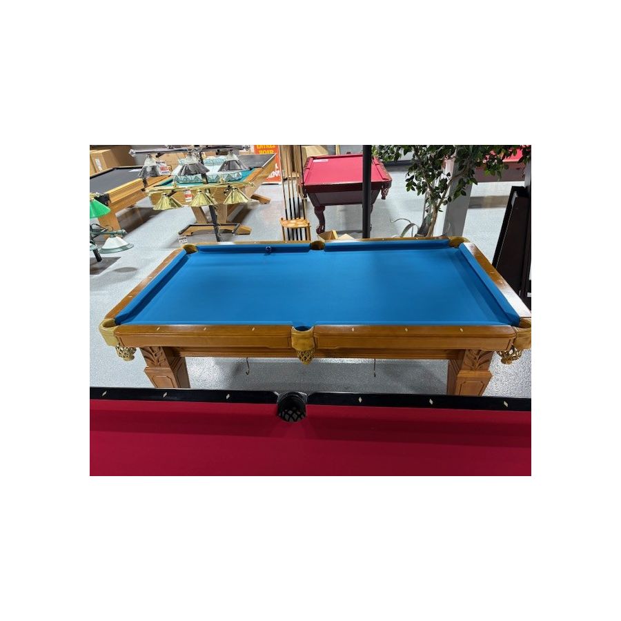 Table de billard usagée 8 pieds fini Chene Moyen avec détails reliefs ...