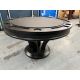 Table de poker Majestic Lyon réversible noire 6 places en bois massif diamètre 55 pouces et hauteur 32 pouces , démonstrateur de plancher fabriquée en bois massif au fini noir avec surface en simili cuir noir d'un coté et bois de l'autre pour surface de t
