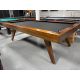 Table de billard usagée Majestic Copenhagen 8 pieds avec ardoise naturelle 1 pouce Code : TABLE514MAJ8P
Fabriquée avec Ardoise d'un pouce, bois massif Nord Américain et Européen fini Noyer, pattes fuselées, poches encastrées en cuir véritable et tapis No
