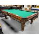 Table de billard usagée Brunswick 8 pieds avec ardoise naturelle et pattes tournées Code : TABLE538BRU8P 
Fabriquée en bois massif fini Noyer, pattes tournées, poches en cuir avec franges et tapis neuf rapide de style professionnel Andy 600T Club Vert av