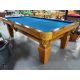 Table de billard usagée 8 pieds fini Chene Moyen avec détails reliefs en bois ardoise naturelle 1 pouce Code: TABLE548NN8
Fabriquée avec bois massif, poches en cuir véritable, avec tapis neuf rapide de style compétition professionnel Simonis Bleu. 