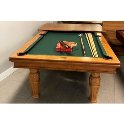 Table de billard 8 pieds fini bois Miel et pattes de style Versaille de marque Beach avec dessus de table à diner conférence  Code : OTTVERSAILLE8