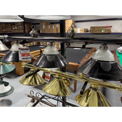 Lampe de billard avec 3 abats-jours en acier et verre fini Email Noir