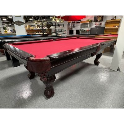 Table de billard usagée de marque Imperial 8 pieds fini Acajou avec tapis Bourgogne Code : TABLE476IMP8P