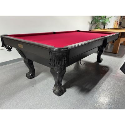 Table de pool usagée 8 pieds Canada Billard en bois massif de teinte noir et ardoise naturelle  Code : TABLE551CBB8P