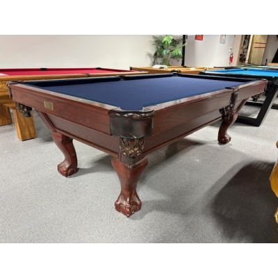 Table de billard usagée 8 pieds Canada Billard Americana Noyer avec pattes boules et griffes munie d'ardoise naturelle TABLE563CBB8P