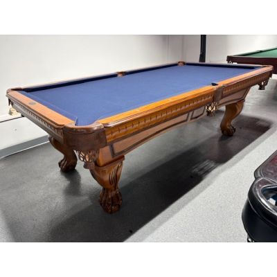Table de billard usagées Majestic Pinnacle fini Chêne avec tapis bleu Code : TABLE570MAJ8P