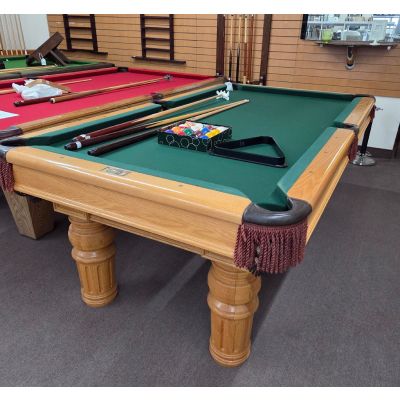 Table de billard usagée Canada Billard en bois massif avec ardoise d'un pouce, poches en cuir Code: TABLELIQ131OTT