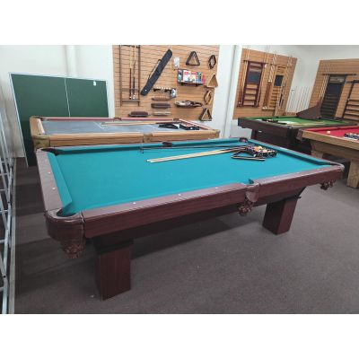 Table de billard usagée Palason St-Laurent 8 pieds fini Acajou avec ardoise naturelle 3/4 de pouce Code : TABLELIQ135OTT